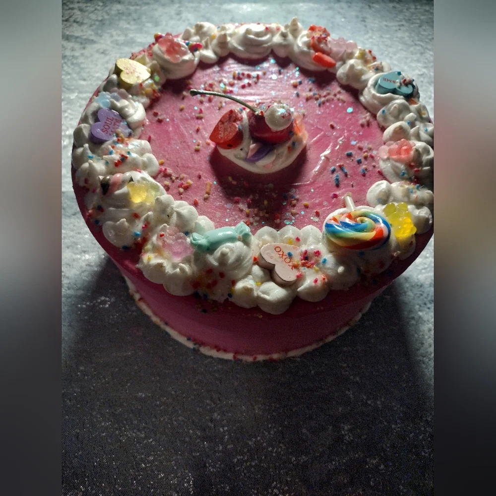 Pink Decorative Cake with Candy Accents